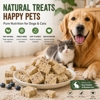 Carne de Conejo Liofilizada Natural con Arándanos, Bocadillos Saludables para Mascotas, Hipoalergénicos, Antioxidantes, con Proteína, para Perros y Gatos
