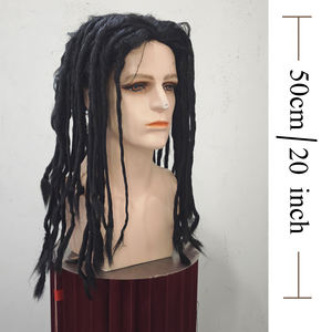 Dreadlocks Afro Kinky Curly Locs Perruque Longue Homme Synthétique Noir Tressage Partie Moyenne Transparent 250% Densité Sans Colle Naturel - Product Image 5