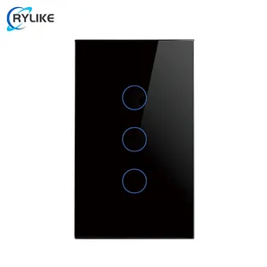 Interruptor de parede inteligente Wi-Fi com toque padrão dos EUA AU 3 Gang 1 Way ou 2 Way Aprovação SAA Painel de tela de toque Tuya Smart Life Interruptor de parede Wi-Fi