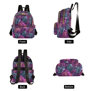 Custom Tropical Leaves Mini <b>Backpack</b> Bookbag Casual <b>Backpack</b> <b>Lightweight</b> Daypack Women Small <b>Backpack</b> with Luggage Sleeve - Product Image 2