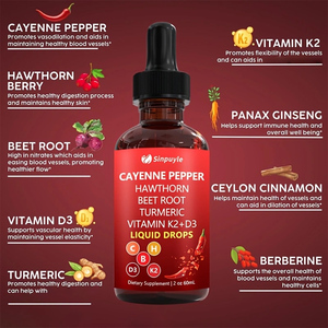 Suplemento Líquido de Pimienta Cayena, Espino Blanco, Raíz de Remolacha y Cúrcuma con Vitaminas K2+D3 para el Bienestar Vascular (Stock Local en EE. UU.) - Product Image 2
