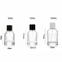 Flacon de parfum en verre cylindrique vide de luxe de 50 ml, couleur ambre, avec bouchon noir