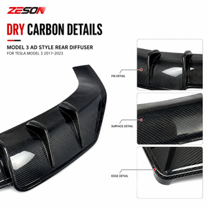 ZESON Carbon Fiber AD Style Rear <strong>Diffuser</strong> Valance Apron for Tesla Model 3 2017-2023 - Product Image 4