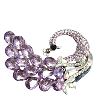 Broche de paon violet romantique de luxe élégant haut de gamme diamant Animal broche Corsage alliage personnalisé pour mariage enfants
