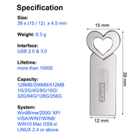 Clé USB en métal en forme de cœur avec logo personnalisé, 128 Go, 64 Go, 32 Go, 16 Go, 8 Go, 4 Go, 2 Go, 1 Go, clé USB originale, mémoire USB