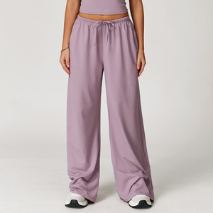 Pantalones Largos de Poliéster con Diseño Nes, Pantalones Casuales Holgados de Pierna Ancha con Cintura Elástica y Cordón para <span class=keywords><strong>Mujer</strong></span>, para Ejercicio y Fitness - Product Image 6