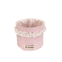 Sac de rangement cosmétique matelassé géométrique mignon grande capacité, panier de rangement en tissu pour bureau, organiseur de cosmétiques et de papeterie motif fraise