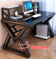 Table d'ordinateur portable compacte écologique YQ Forever avec étagère, plateau en verre trempé, bureau en acier