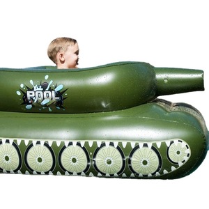 <b>Inflatable</b> Tank Swimming Ring 150x120x60cm Water Spray Function For Pool <b>Games</b> Green Military Green PVC Material - Product Image 5