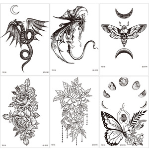 Tatouages temporaires 3D en forme de fleurs pour femmes et filles, tatouages floraux réalistes en forme de rose, autocollants de <span class=keywords><strong>tatouage</strong></span> factice imperméables, <span class=keywords><strong>tatouage</strong></span> temporaire à transfert - Product Image 3