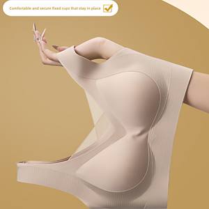 Comfortabele naadloze gotische draadloze mesh bh met V-hals, kleine borstverzamelende damesondergoed met zijborstverzameling, zachte ondersteuning - Product Image 2