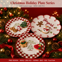Assiettes et tasses en porcelaine écologiques de 8 pouces, série Noël personnalisée, modernes et durables, cadeaux d'affaires LOMATO, logo personnalisé