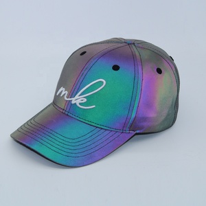 Ricamo personalizzato logo moda nuova vendita calda intera colore argento ad alta visibilità personalizzato bagliore nel cappello da Baseball riflettente scuro - Product Image 2