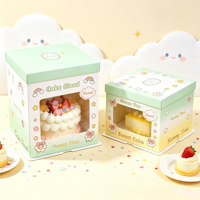Boîte d'emballage pour gâteau en carton portable avec fenêtre transparente recyclable, finition mate, sur mesure