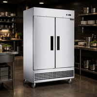 Réfrigérateur commercial électrique Wetruth à double porte, en acier inoxydable, homologué ETL, réfrigérateur vertical automatique