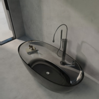 Baignoires en résine cristalline de luxe Baignoires de salle de bain transparentes autoportantes en résine à surface solide avec égouttoir