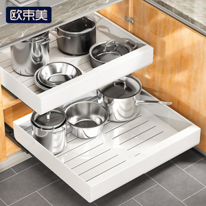 Organizador de cajones para gabinetes de cocina, estante de almacenamiento rectangular extensible para debajo del fregadero, divisor para ollas y sartenes - Product Image 2