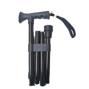 Bastón de aluminio telescópico plegable con punta de goma negra para viajes y uso doméstico - Product Image 4