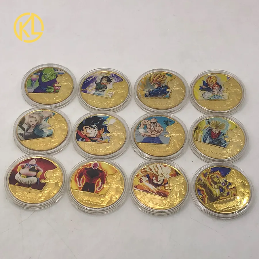 34 types Dragon Ball Z Sun Wukong Gold Plated Coins Collectibles Japan Challenge Coin Wholesale