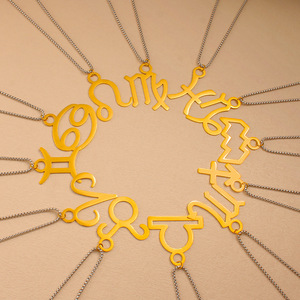 Collar con Signo Zodiacal de Acero Inoxidable, Chapado en Oro de 18K PVD, Colgante de Horóscopo, Cadena Hipoalergénica, Resistente al Deslustre, en Stock - Product Image 4
