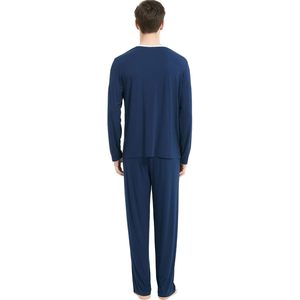 Custom Wholesale <b>Men's</b> Bamboo <b>Pajamas</b> <b>Set</b> Long Sleeve Sleep Shirt And Bamboo Modal Sleep Pants Lightweight Sleepwear Lounge Wear - Product Image 3