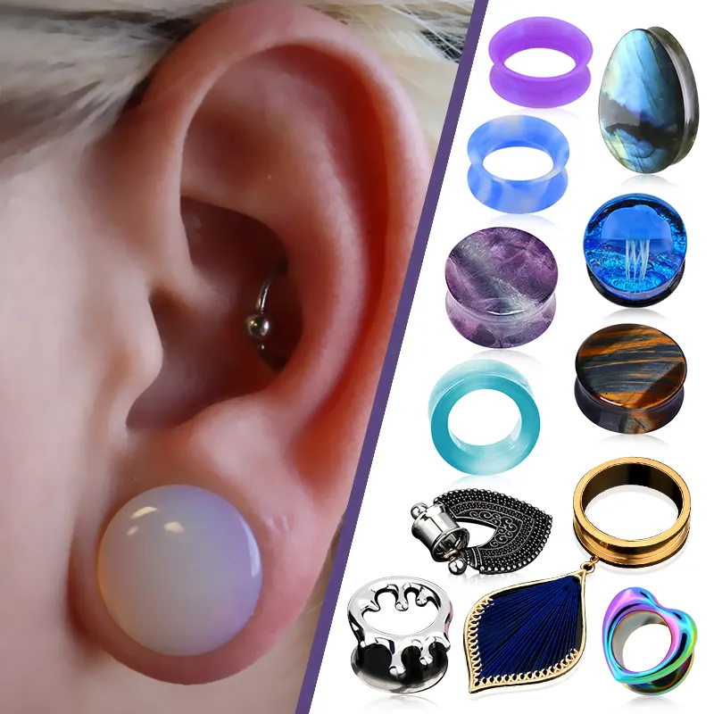 316L stainless steel Earring Tool Spoon Wax Plug Black Moon Dangle ear tunnels gauges body piercing jewelry