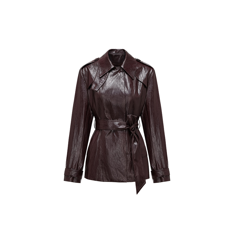 Giacca in pelle marrone rosso