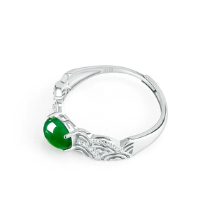 S925 silver natural A-grade jadeite emerald oval egg-shaped icy-grade jadeite <b>ring</b> finger <b>ring</b> for women with <b>adjustable</b> <b>size</b> - Product Image 2