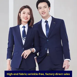 Costume professionnel trois pièces bleu royal pour hommes, fermeture à simple boutonnage pour concessionnaire automobile, <span class=keywords><strong>vendeur</strong></span> d'assurance - Product Image 2