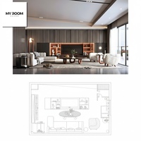Plan de conception d'intérieur contemporain avec visualisation 3D