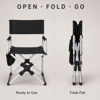 Chaise de Réalisateur Pliante Portable avec Poche Latérale, Accoudoir Rembourré, Cadre en X en Aluminium – Idéale pour le Camping, les Pique-niques, la Photographie et le Cinéma en Extérieur