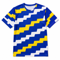 T-shirt à manches courtes en popeline 3D AOP pour homme, 100% polyester, bleu royal, lignes dégradées, séchage rapide, respirant, col rond, prêt à être expédié