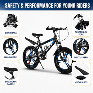 Vélo de montagne pour enfants avec roues intégrées en aluminium, amortissement de chocs de qualité supérieure, antidérapant, résistant à l'usure, siège réglable - Product Image 3