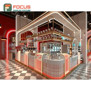 Mostrador de Servicio Contemporáneo para Cafetería, Acabado de Panel Blanco, Área de Exhibición de Bolsas de Café, Mostrador de Servicio para Barista - Product Image 2