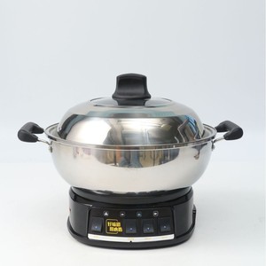 <b>Electric</b> Hot Pot Stainless Steel Single Layer 24-38cm With Lid For Home Cooking - Product Image 1