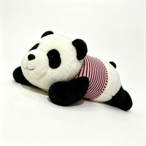Peluche de Panda Personalizado, Adorable y Suave, en Blanco y Negro con Camiseta Rosa a Rayas, Peluche de Panda Largo - Product Image 4