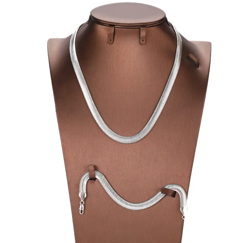 hot sale brass hollow necklace and bracelet set gold color indian necklace chain set man