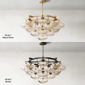 Industrial Style Oval Glass Ball Lampshade Chandelier Ceiling Light Fixture For Living Dining Room Bedroom Kitchen Island Foyer