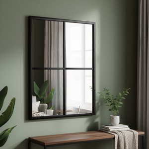 Miroir mural encadré noir 12 x 16 pouces, rectangulaire moderne décoratif en fer et verre, décoration intérieure - Product Image 2