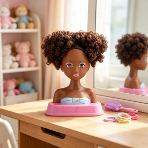 <span class=keywords><strong>Tête</strong></span> de poupée <span class=keywords><strong>à</strong></span> <span class=keywords><strong>coiffer</strong></span> cheveux <span class=keywords><strong>afro</strong></span> bouclés pour peaux foncées, 20 pièces, <span class=keywords><strong>jouet</strong></span> de salon de coiffure, poupée mode pour filles adorables - Product Image 2