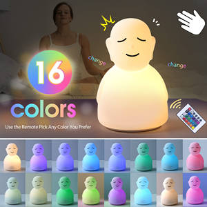 Luce Notturna LED Ricaricabile USB a 16 Colori, Simpatico Buddha in Silicone da Toccare, Senza Fili per Camera dei Bambini - Product Image 1