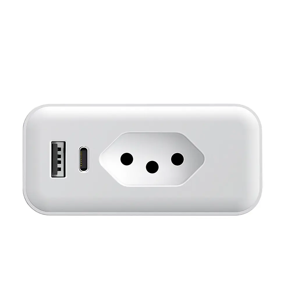 16A Toma de corriente estándar de Brasil Toma de corriente Interruptor de pared Cargador USB Tipo C Puertos Toma de corriente e interruptor de Brasil