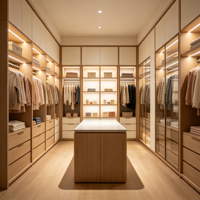 Système de dressing sur mesure haut de gamme moderne, durable et écologique avec portes vitrées pour villa et mobilier de maison