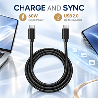 Câble de charge rapide USB C vers USB C OEM 60W, câble de données tressé en nylon de type C avec coque en alliage d'aluminium pour ordinateur portable et téléphone portable