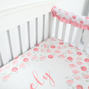 Cartoon Pink <strong>Floral</strong> 100% Cotton Baby Girls Bedding Set Baby Bedding Set for <strong>Crib</strong> - Product Image 3