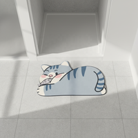Alfombrilla de Baño de Tierra de Diatomeas con Forma Irregular, Diseño de Dibujos Animados, Súper Absorbente, de Secado Rápido, Antideslizante, para Entrada