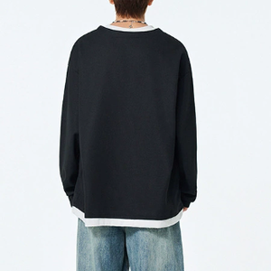 <span class=keywords><strong>Pull</strong></span> en molleton français décontracté d'hiver à col montant et à ourlet à capuche deux en un avec broderie - Product Image 2