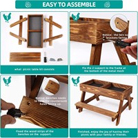 Grande mangeoire de table pour poulet en bois faite à la main mangeoire de pique-nique pour poulet en bois de couleur personnalisable
