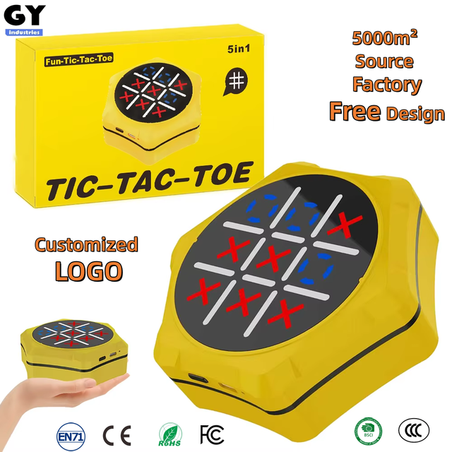 5-in-1 Electronic Handheld Tic-Tac-Toe Puzzle Game for Ages 5+ Adults-Plastic Educational Smart Chessboard Toy for Entertainment