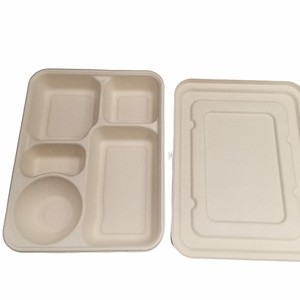 Bandeja de Alimentos con Compartimentos de Bagazo de Caña de Azúcar 100% Biodegradable, Tapa <span class=keywords><strong>BIOPACK</strong></span> Tray45, Tamaño y Logotipo Personalizables, Rectángulo Trasero - Product Image 4